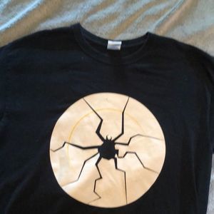 Gildan Halloween tshirt sz large Spider/Moon/All Hallows Eve black,white/yellow